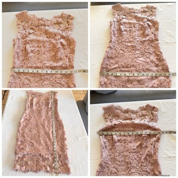 Tadashi Shoji Mauve Pink Lace/Sequin Sheath Dress Size 0 P - Picture 8 of 12